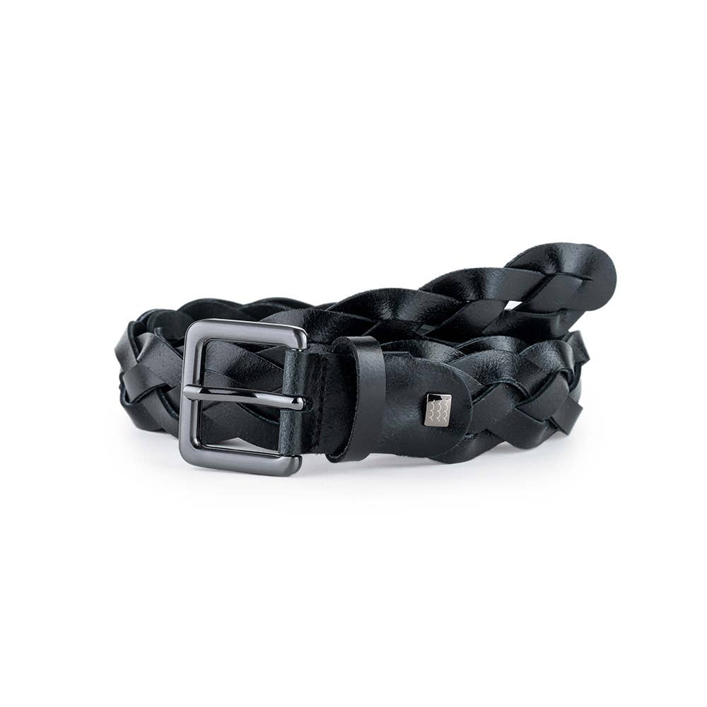 Cintura in pelle intrecciata fatta a mano: Nero