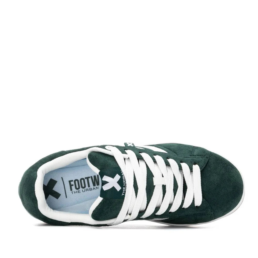 Sneakers Donna Xti Scamosciato Verde riporti Bianco