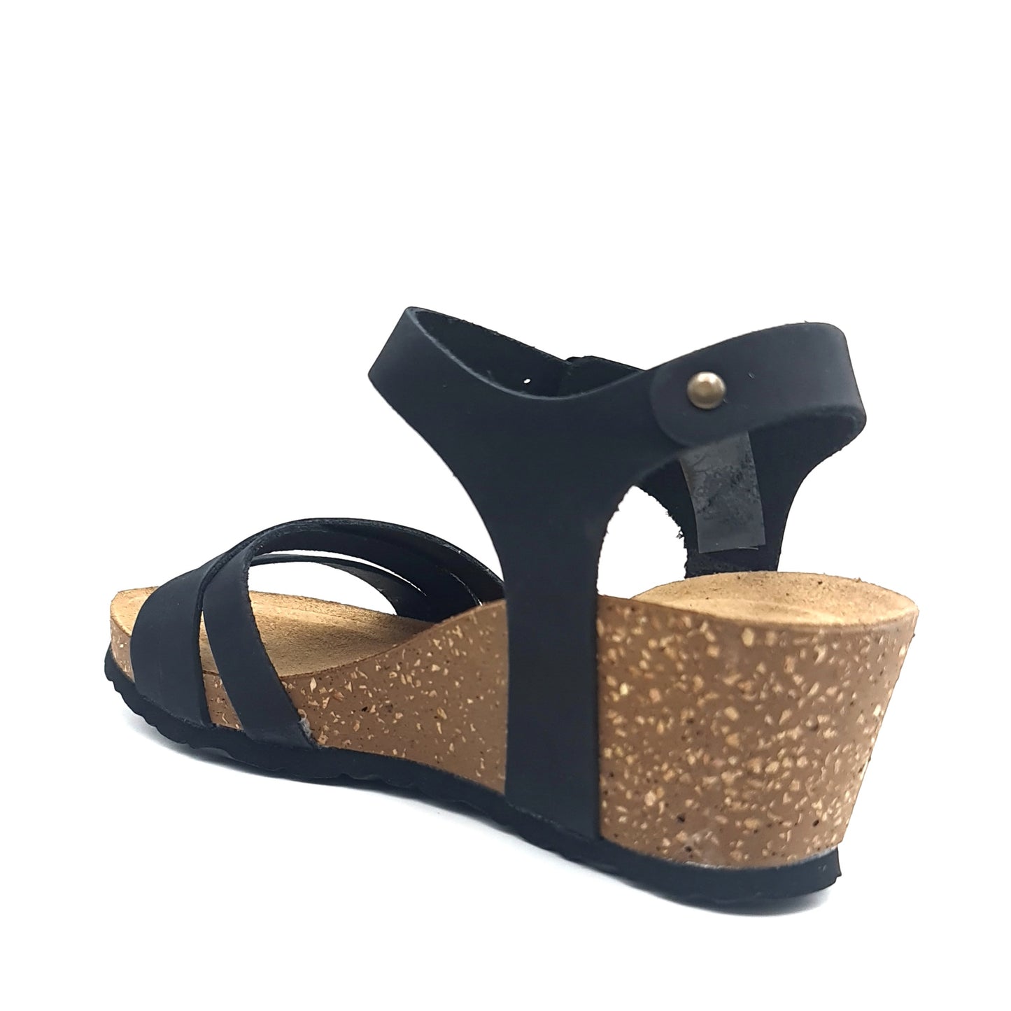 Sandalo Donna con Zeppa Morbicomoda Incrocio Nero