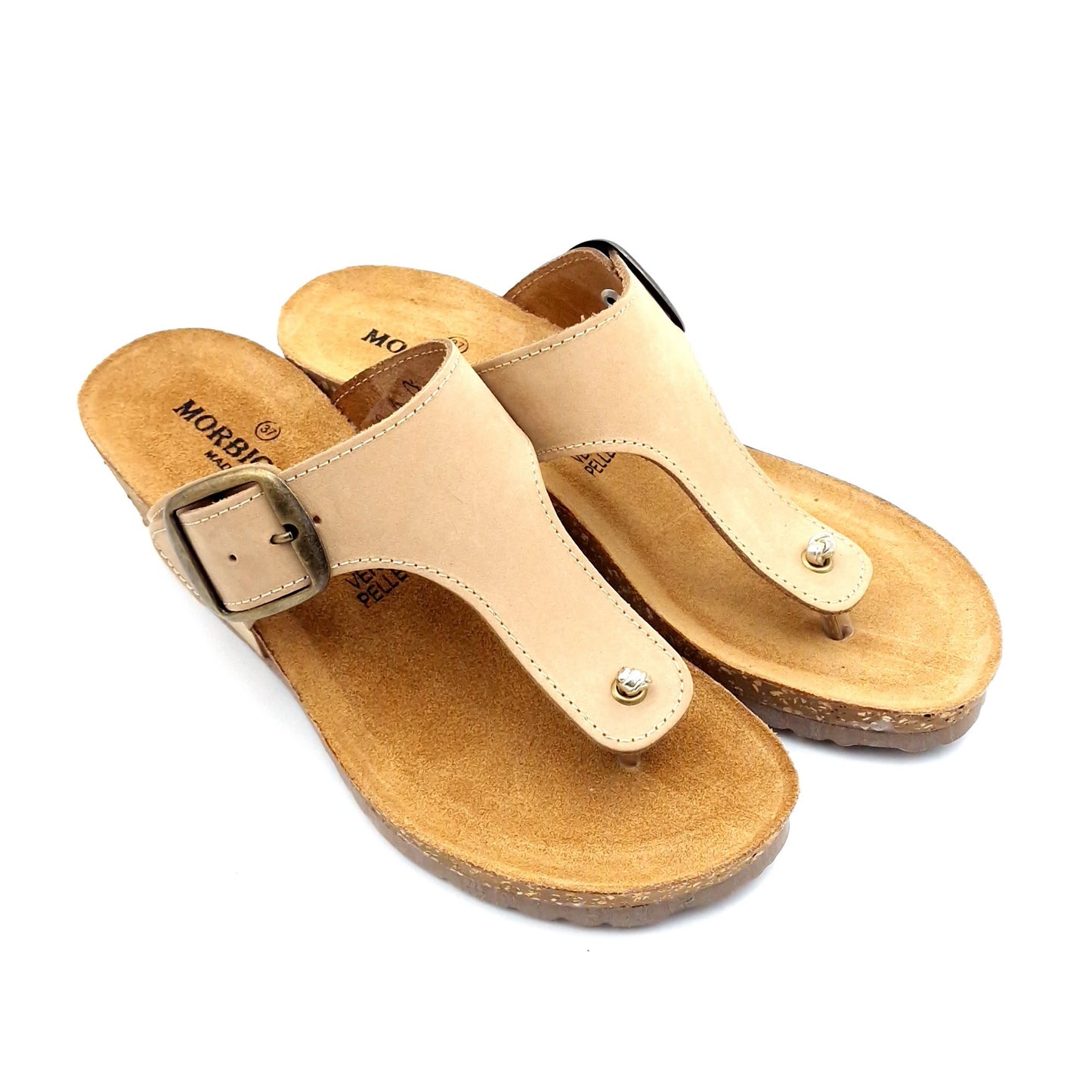 Sandalo Scalzato Zeppa Morbicomoda Infradito Nocciola