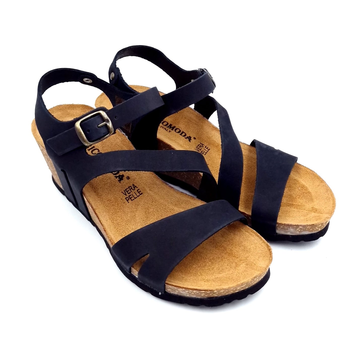 Sandalo Zeppa Morbicomoda Fascia Nero