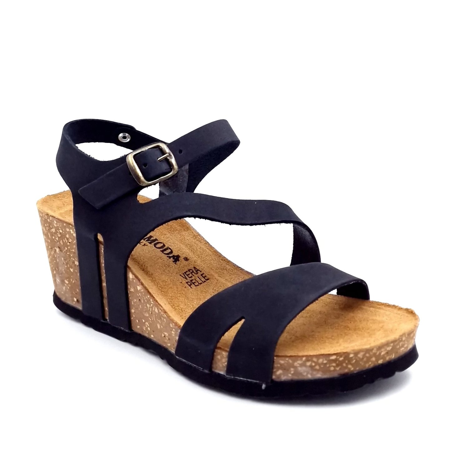 Sandalo Zeppa Morbicomoda Fascia Nero