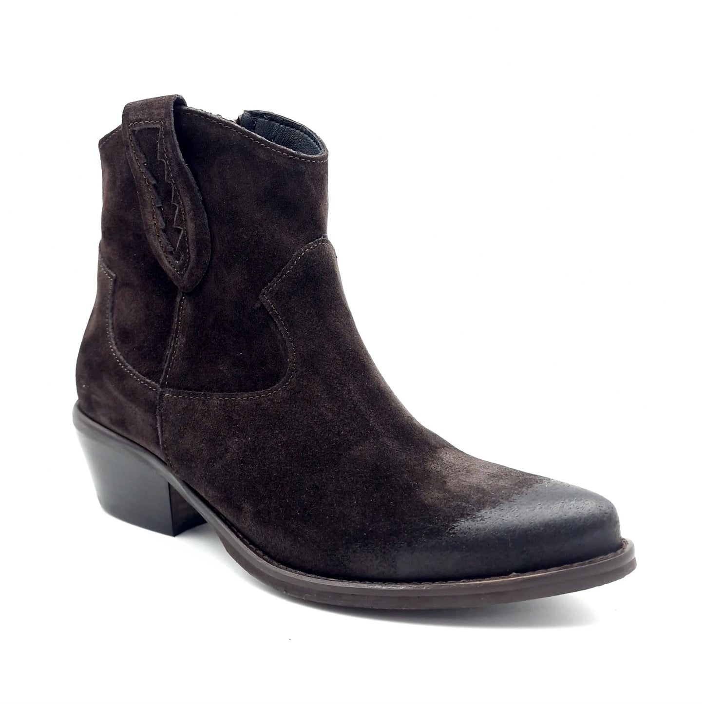Stivaletto Donna Texano in Pelle Scamosciata Testa di Moro