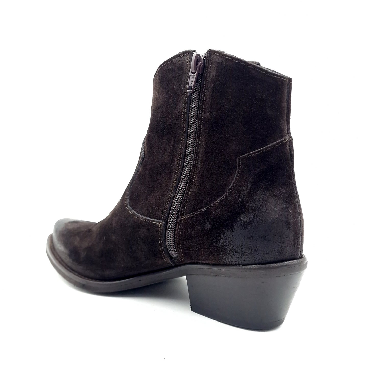 Stivaletto Donna Texano in Pelle Scamosciata Testa di Moro