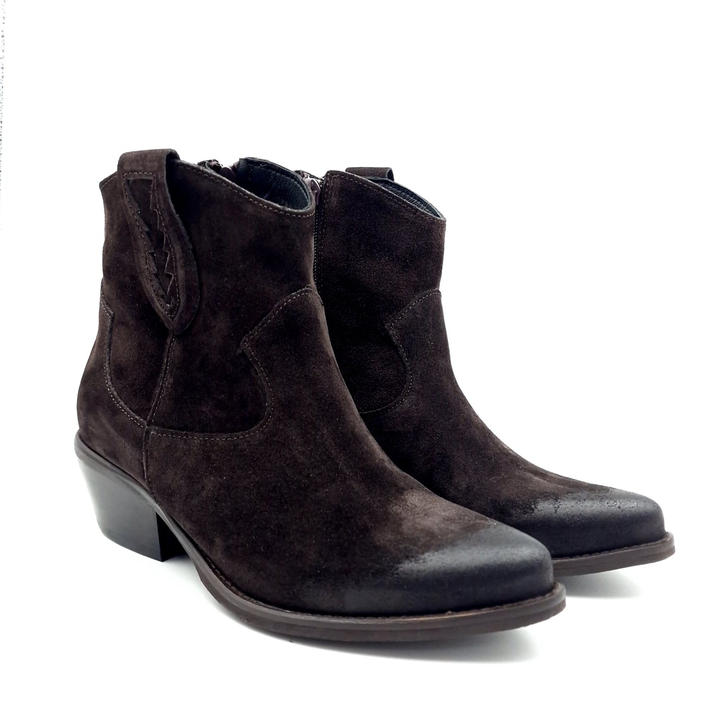 Stivaletto Donna Texano in Pelle Scamosciata Testa di Moro