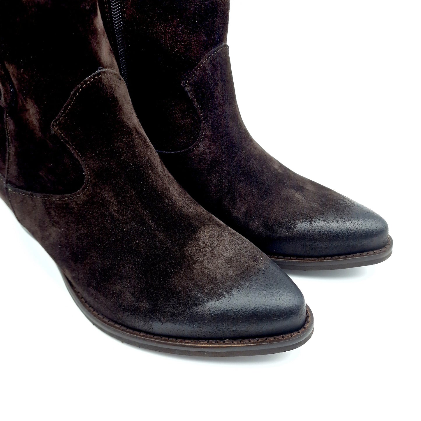 Stivaletto Donna Texano in Pelle Scamosciata Testa di Moro