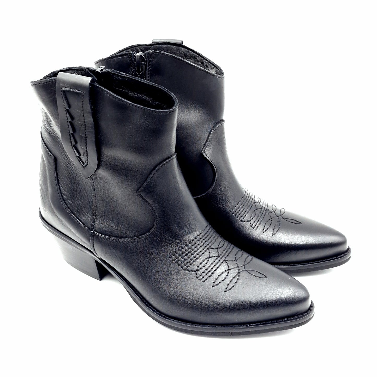 Stivaletto Donna Texano in Pelle Nero