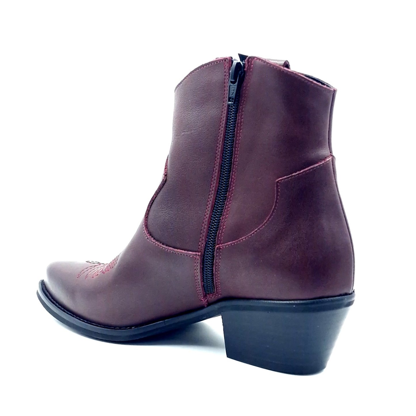 Stivaletto Donna Texano in Pelle Bordò