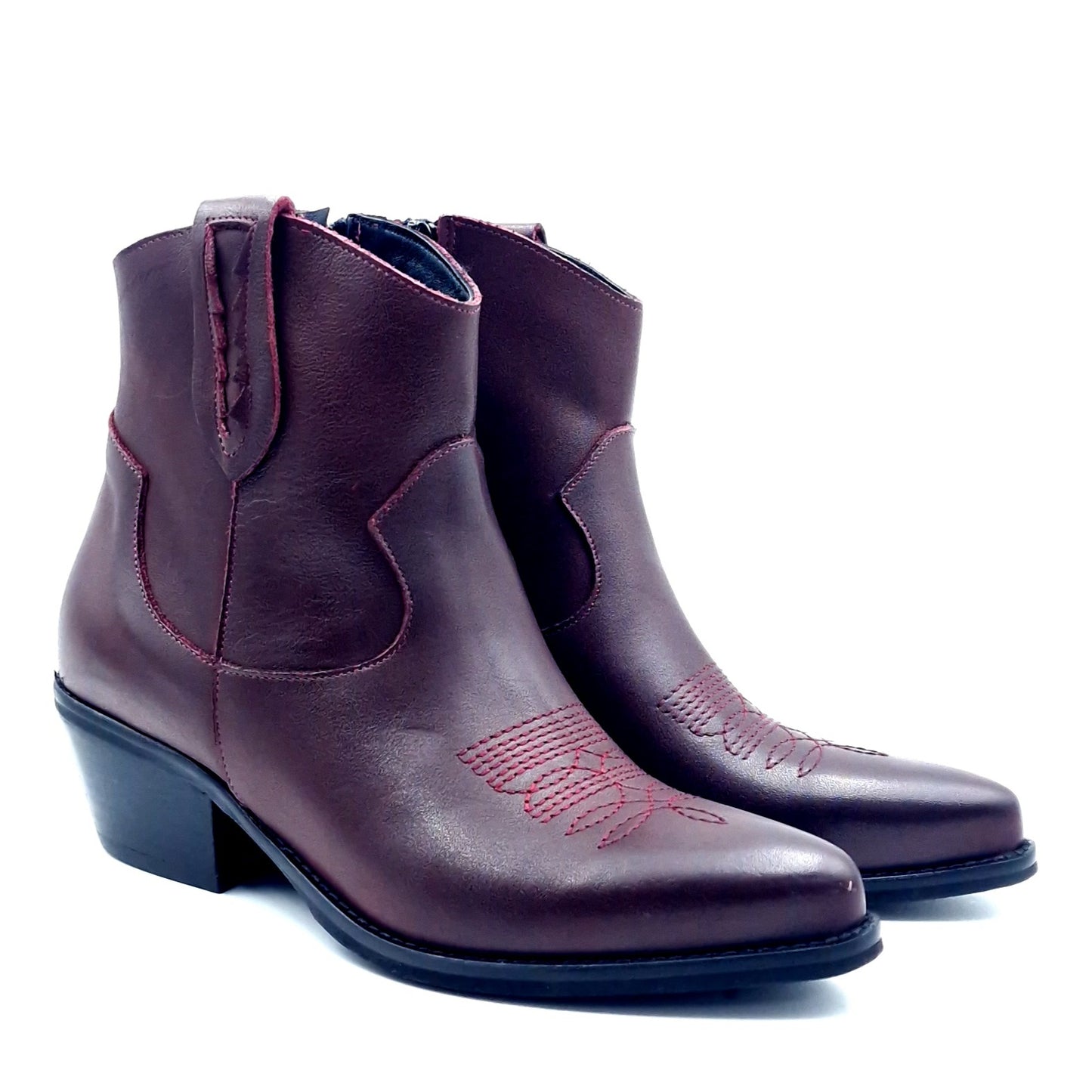 Stivaletto Donna Texano in Pelle Bordò