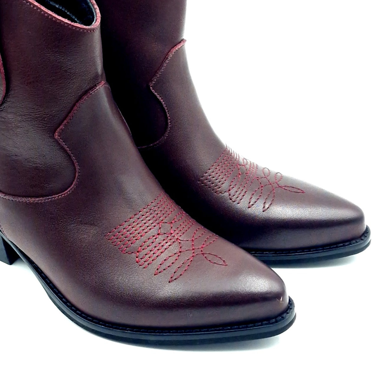 Stivaletto Donna Texano in Pelle Bordò
