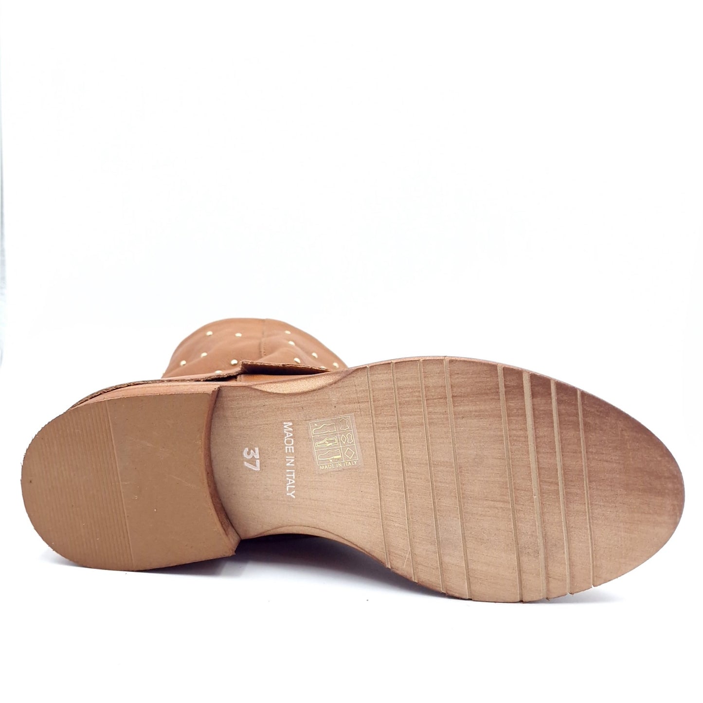 Stivaletto Donna Risvolto in Pelle Lavata Cuoio