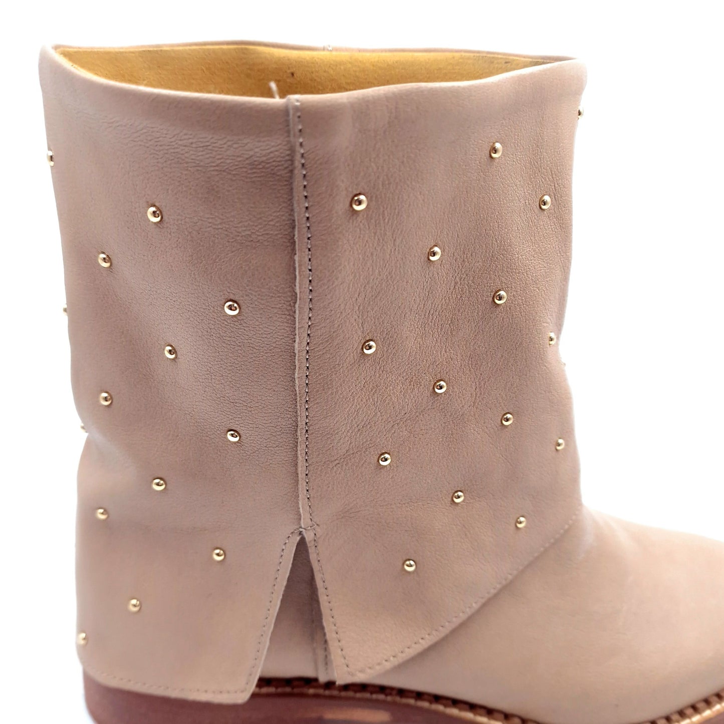 Stivaletto Donna Risvolto in Pelle Lavata Taupe