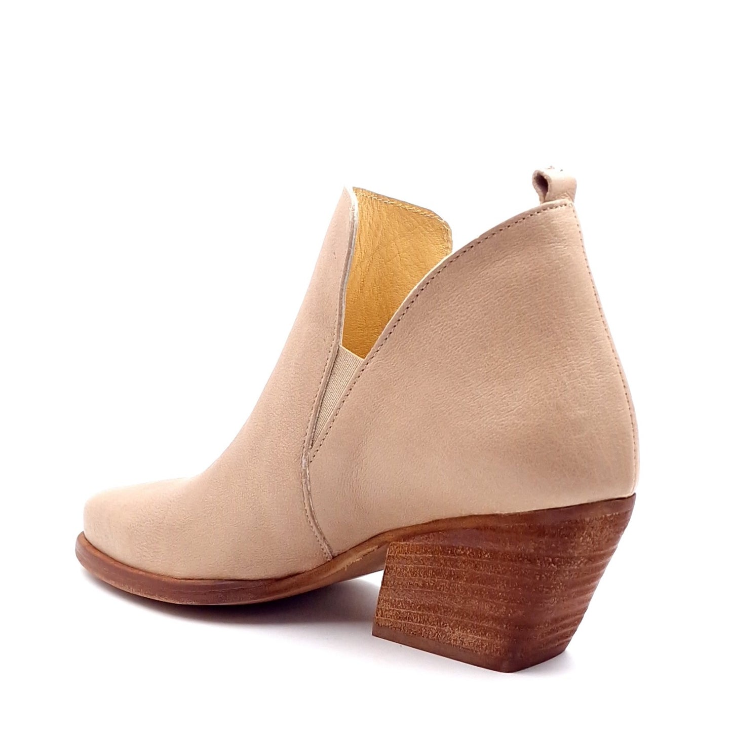 Tronchetto Donna Texano in Pelle Lavata Taupe