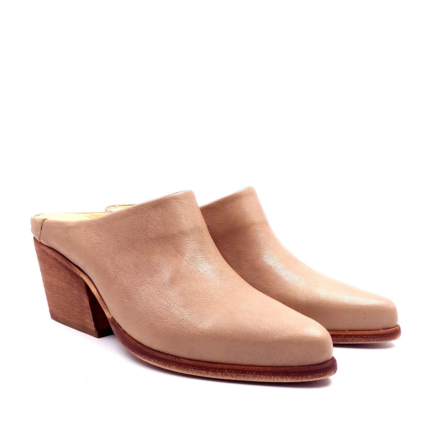 Sabot Donna punta in Pelle Lavata Taupe