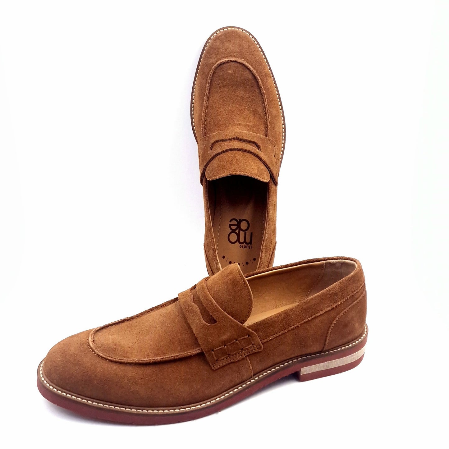 Mocassino Uomo Studio Mode in Pelle Scamosciata Cuoio