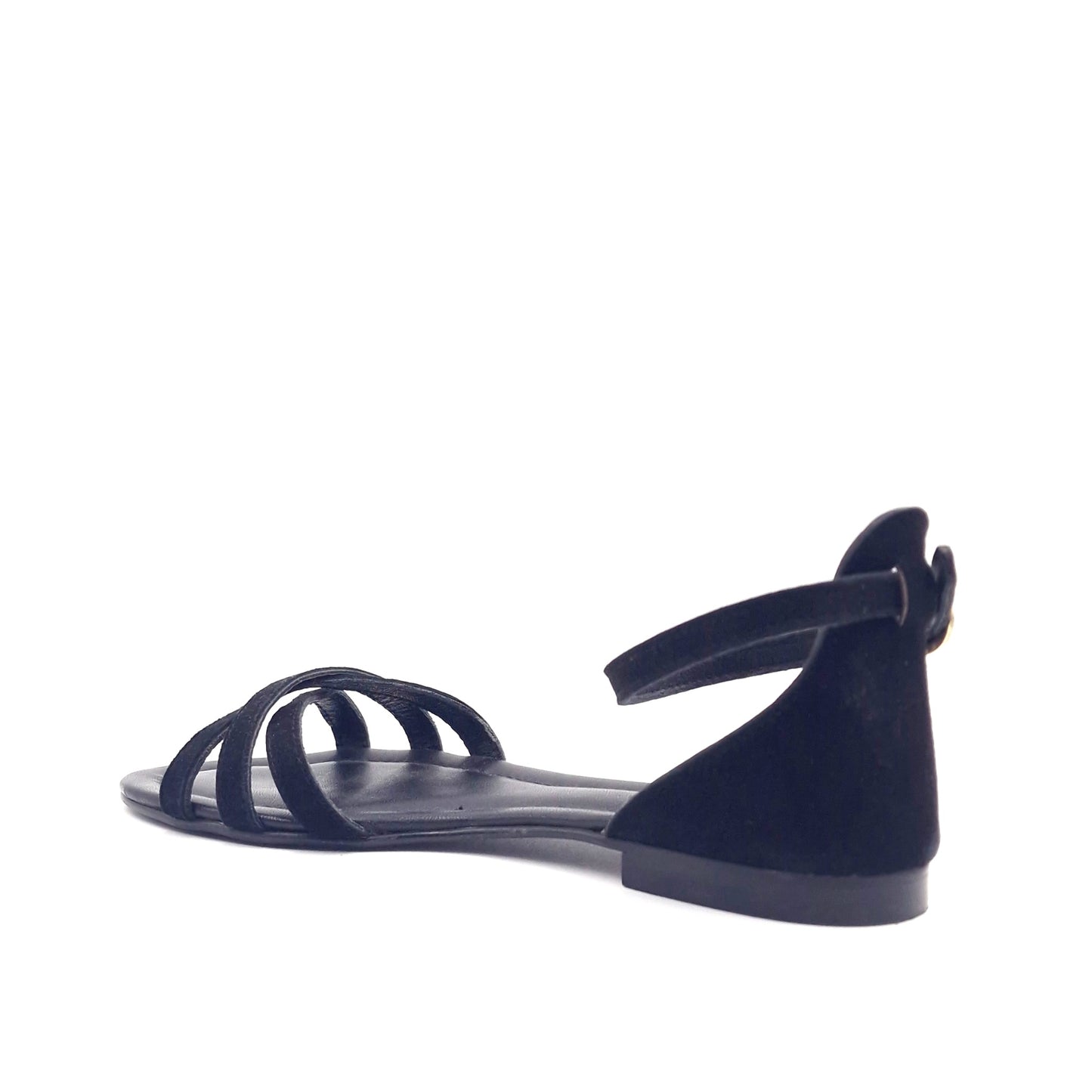 Sandalo Ragnetto Pelle Scamosciata Nero