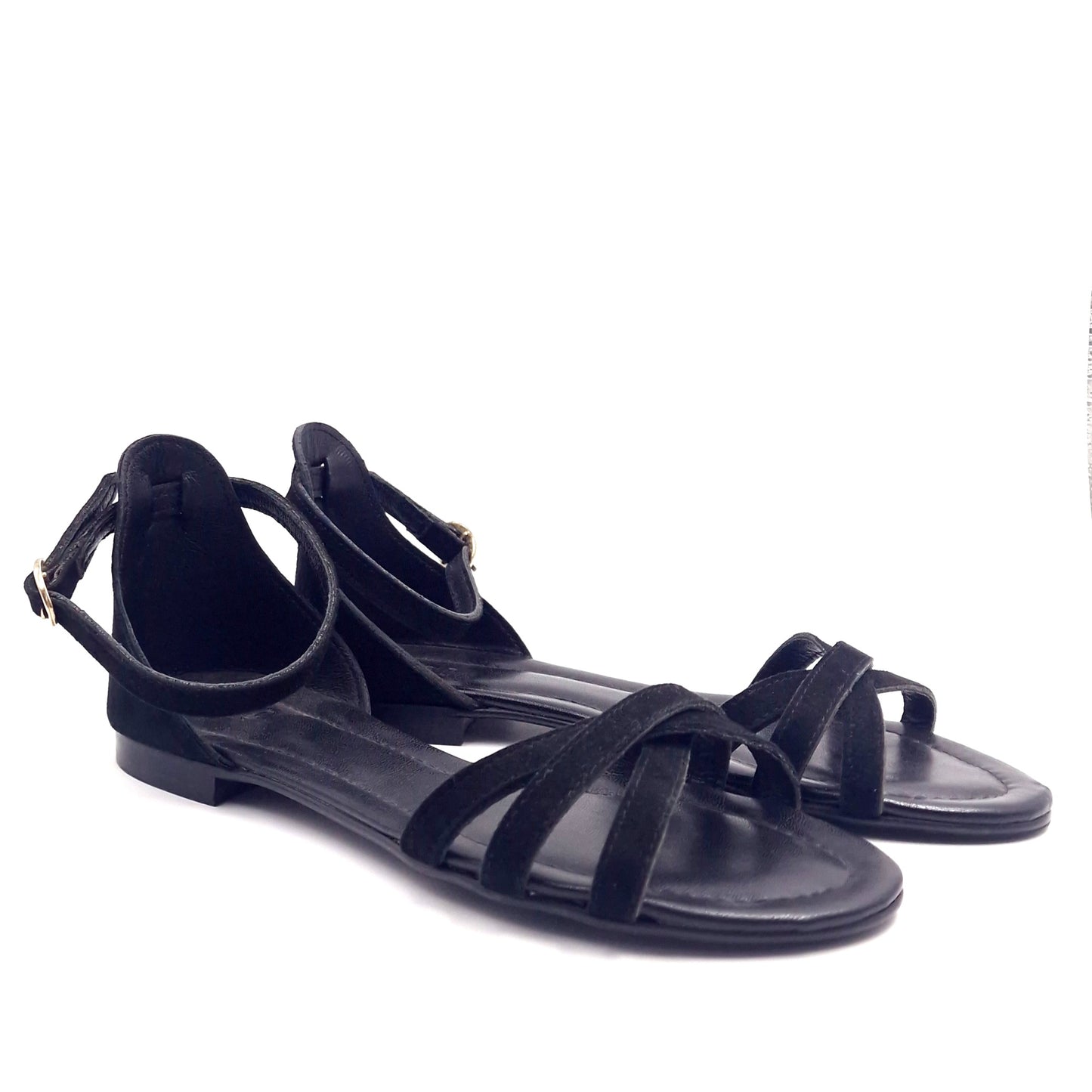 Sandalo Ragnetto Pelle Scamosciata Nero