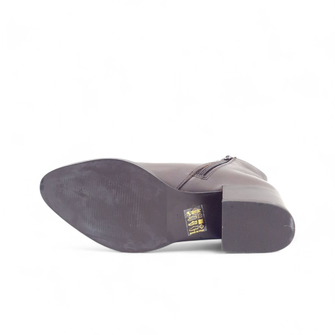 Stivaletto Donna Tacco in Pelle Cioccolato