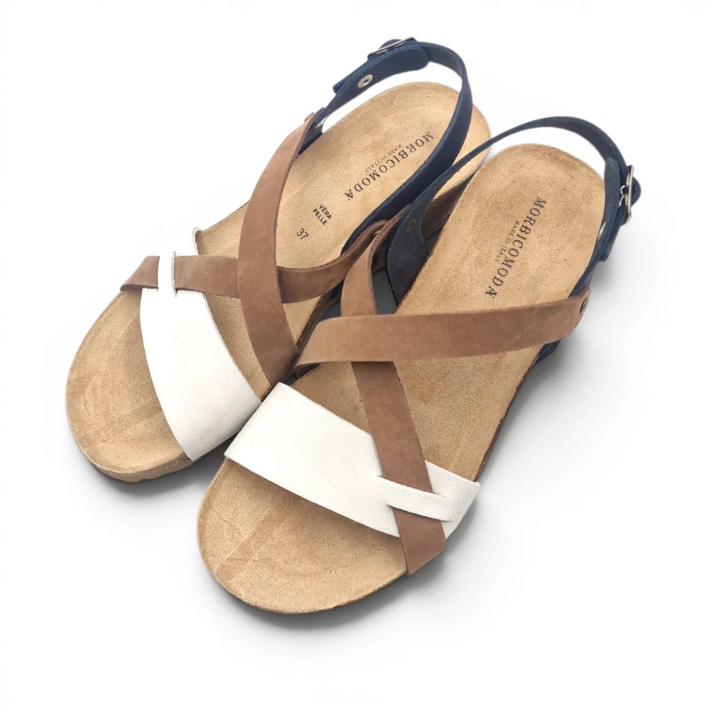 Sandalo Donna con Zeppa Morbicomoda Mau Mix Colour Moka