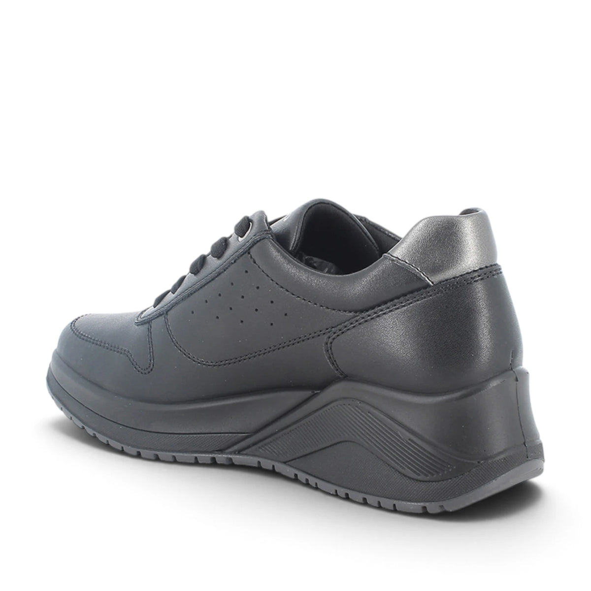 Sneakers Donna Igi&Co in Pelle Nero con Zeppa