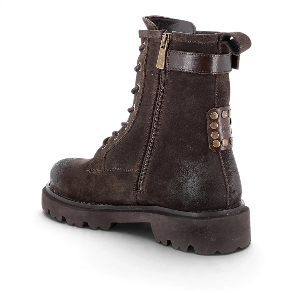 Anfibio Donna Igi&co in Pelle scamosciata Marrone con Borchiette e Zip