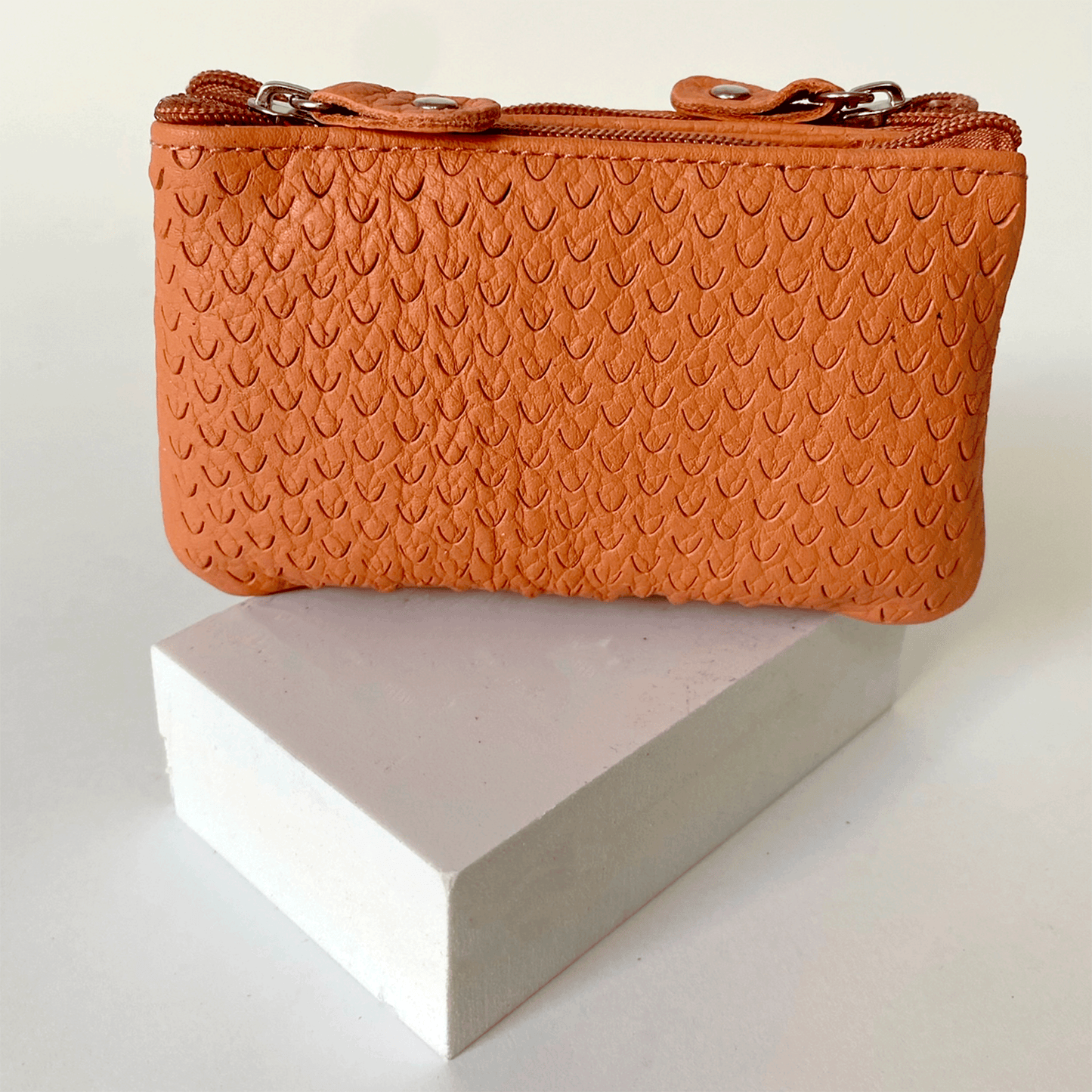 Portafoglio in pelle con doppio scomparto: Arancio