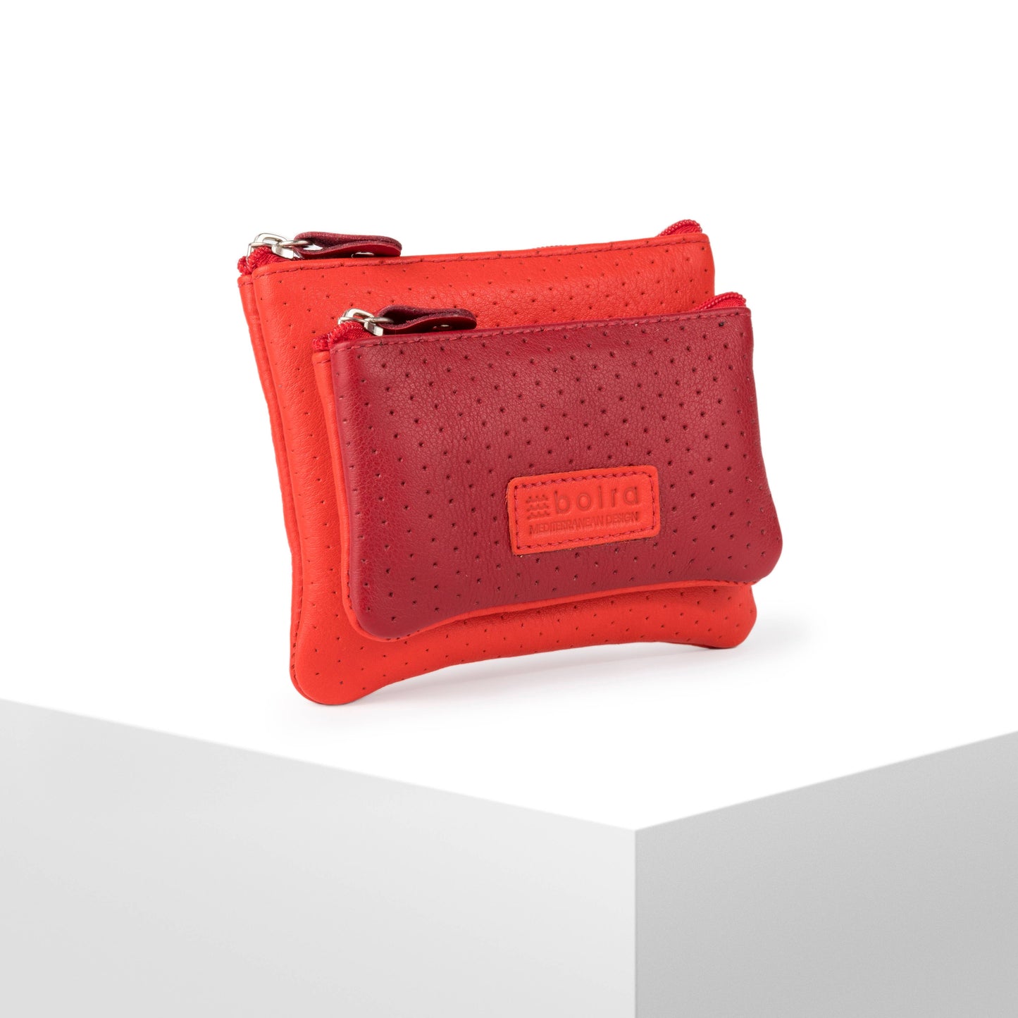 Portafoglio in pelle fatto a mano con doppio scomparto.: Rosa