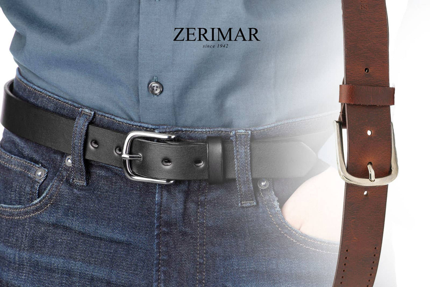 Cintura da uomo in vera pelle: Nero / 130