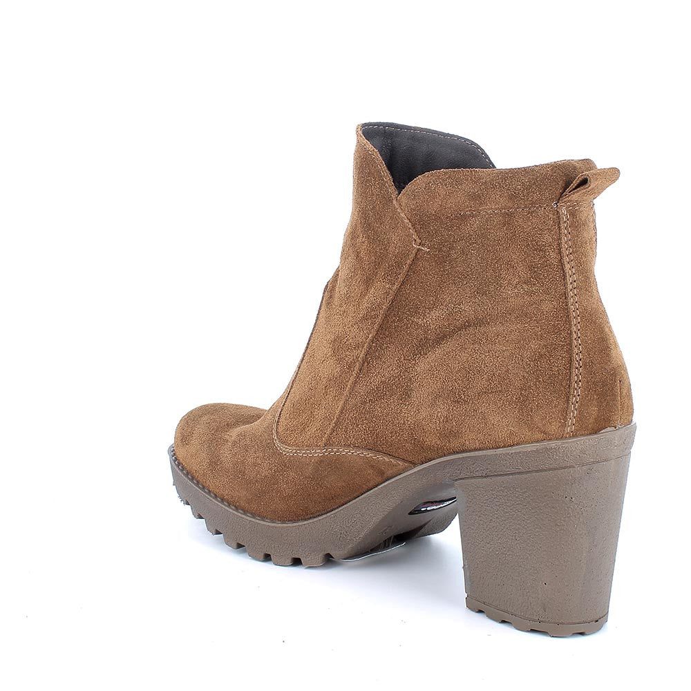 Stivaletto Donna Tacco con zip Igi&Co in Pelle Scamosciata Cuoio