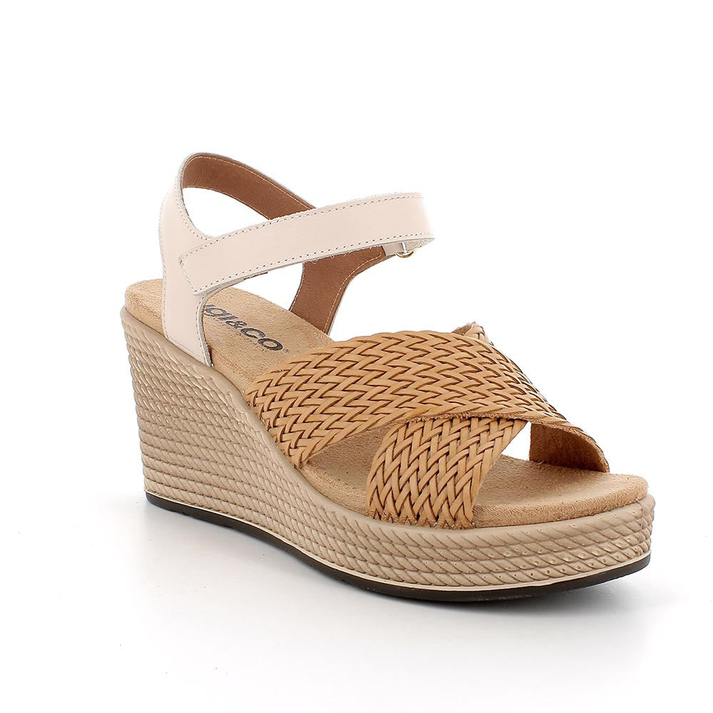 Sandalo Zeppa Incrocio intrecciato Igi&co Cuoio/Beige