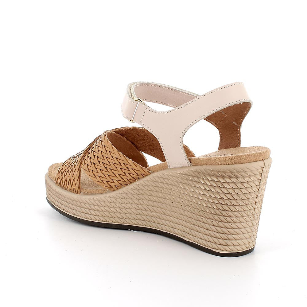 Sandalo Zeppa Incrocio intrecciato Igi&co Cuoio/Beige