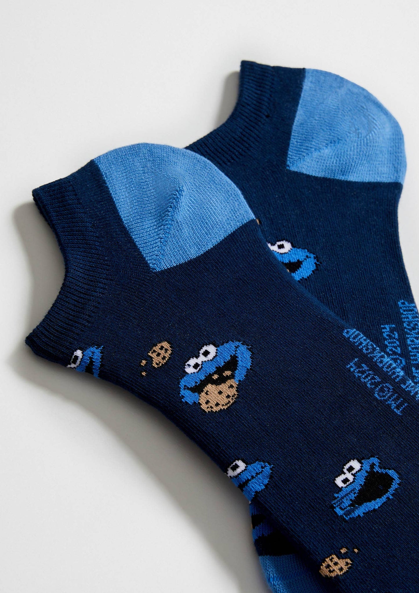BeSesameStreet Cookie Monster - Calzini alla caviglia in cotone 100% Biologico: Blu - Taglia 36/40 - 41/46