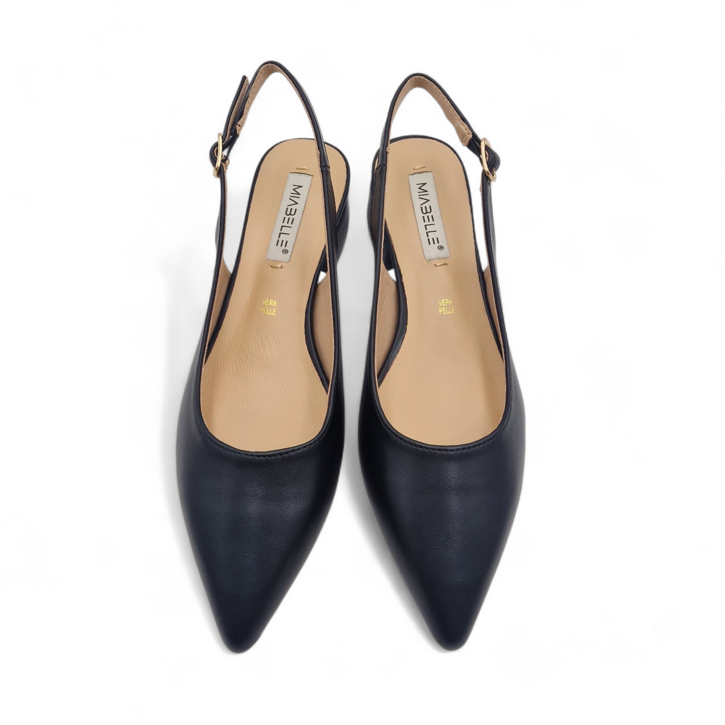 Decolleté Slingback Donna Miabelle Nero - Scarpe Eleganti Tacco 40 e Sottopiede in Vera Pelle