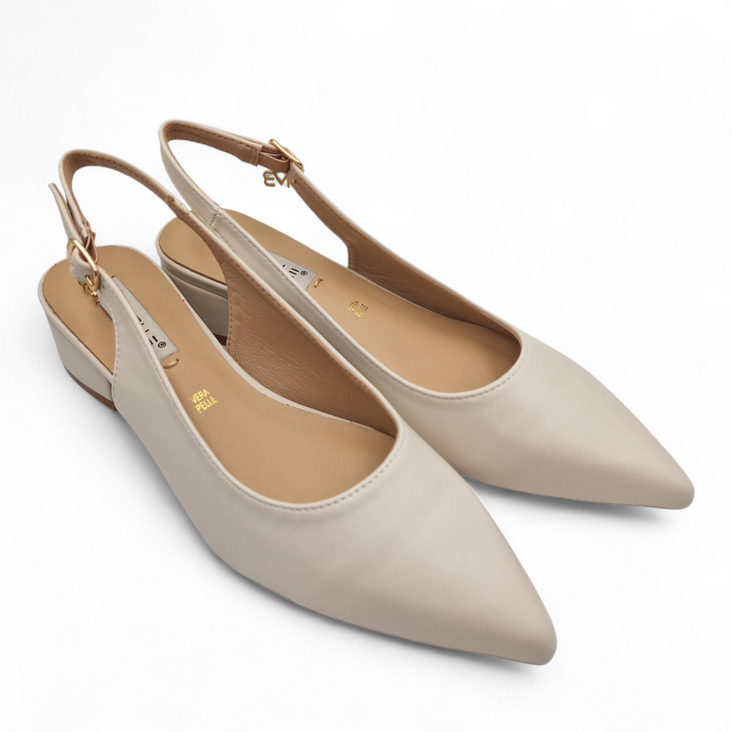 Decolleté Slingback Donna Miabelle Panna - Scarpe Eleganti Tacco 40 e Sottopiede in Vera Pelle