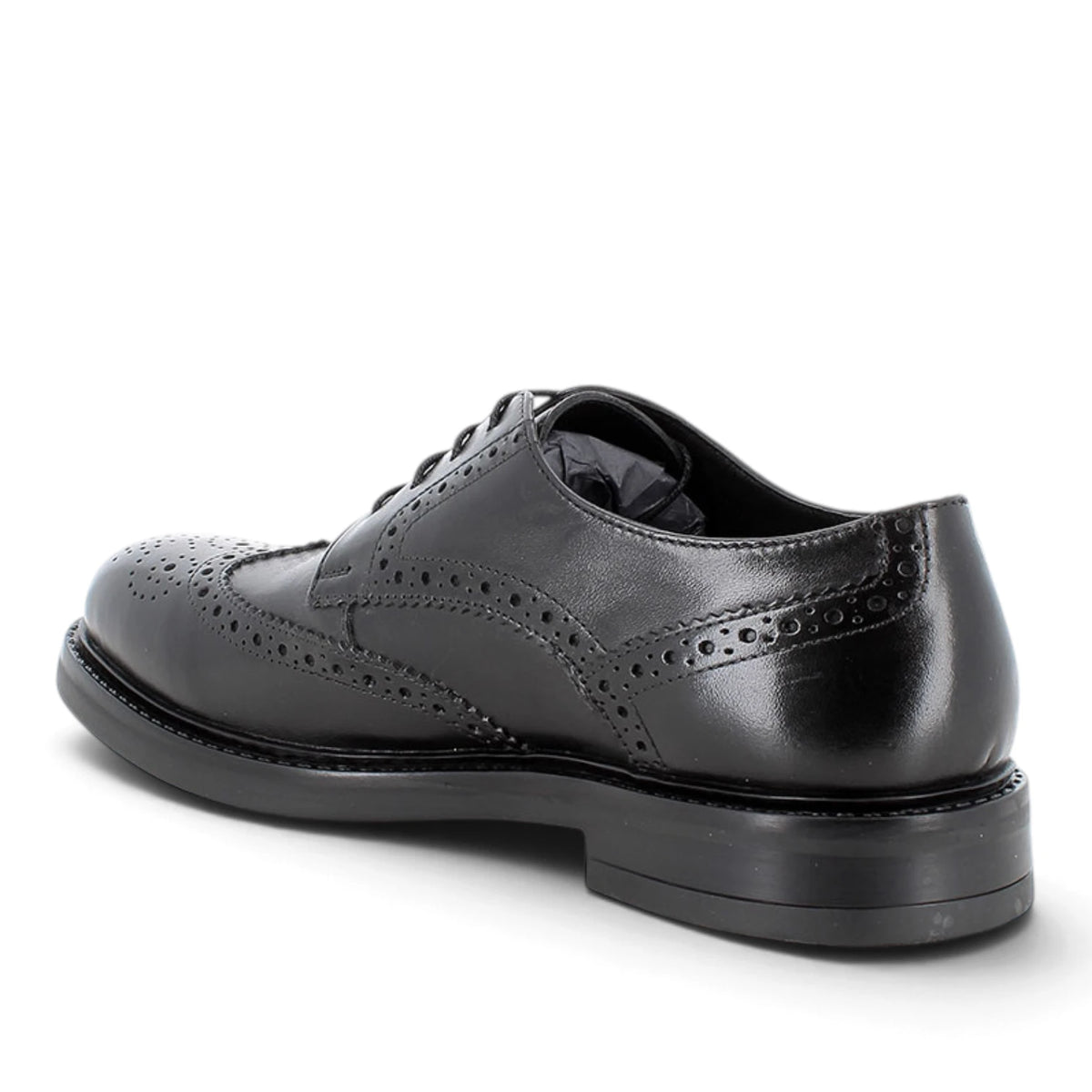 Derby Uomo Igi&co in Pelle Nera con Lavorazione Brogue e Coda di Rondine