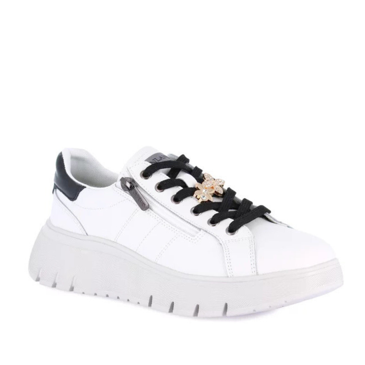 Sneakers Donna Grunland con accessorio in Pelle Bianco