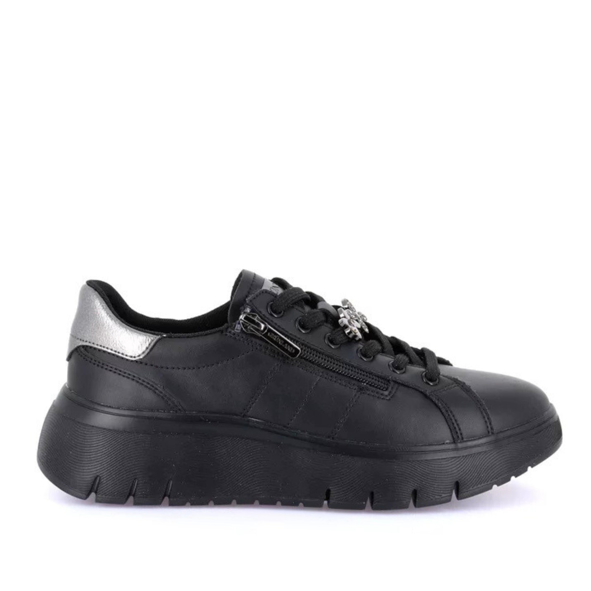 Sneakers Donna Grunland con accessorio in Pelle Nero