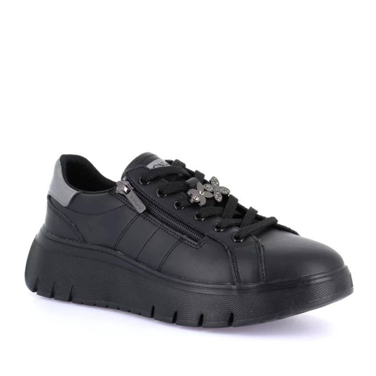 Sneakers Donna Grunland con accessorio in Pelle Nero
