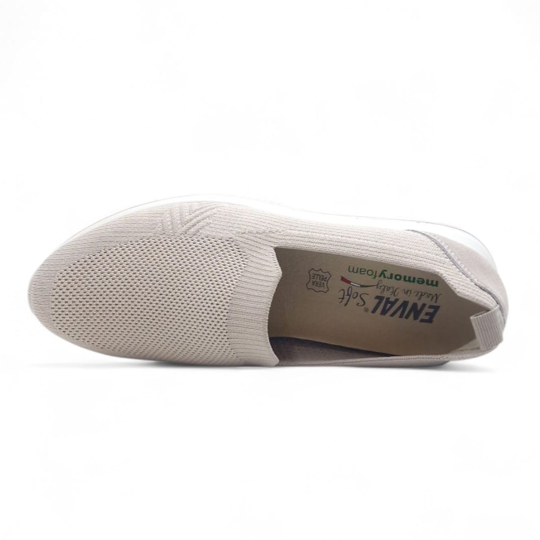 Sneakers Slip on Donna Enval in Tessuto Beige Leggere e Traspiranti