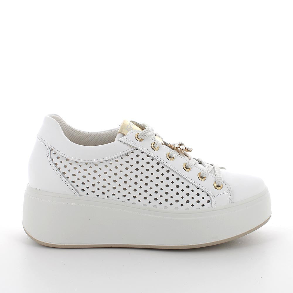 Sneaker Donna Igi&co in Pelle Bianco forata