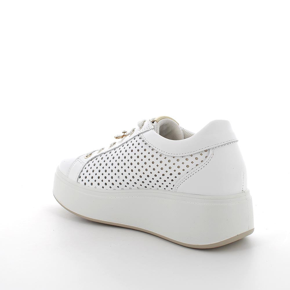 Sneaker Donna Igi&co in Pelle Bianco forata