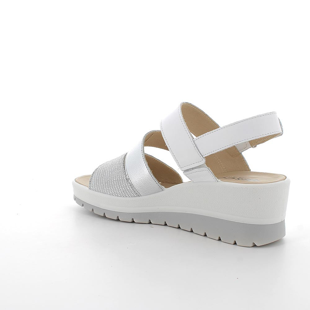 Sandalo Donna Igi&co Zeppa con Fasce Argento/Bianco