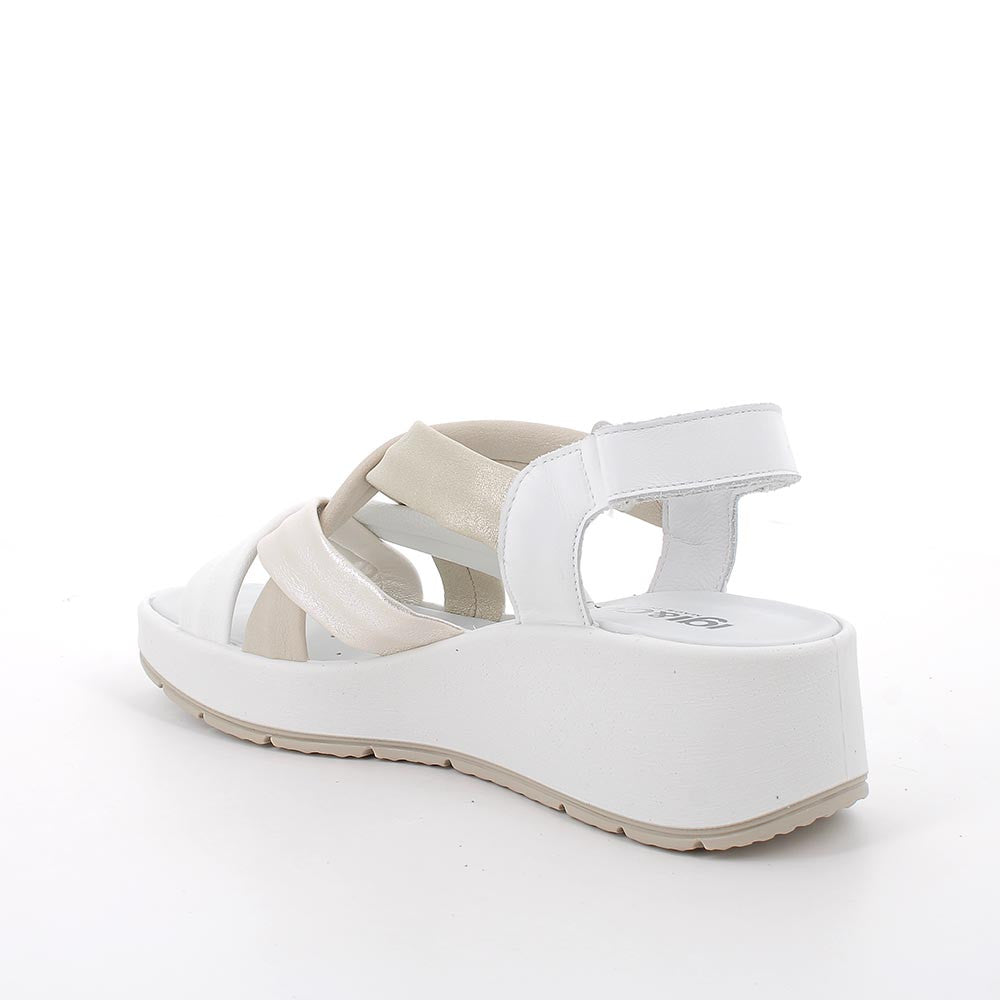 Sandalo Donna Igi&co Zeppa con Fascette Bianco/Platino