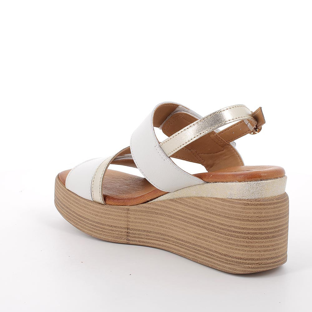 Sandalo Donna Igi&co Platform Doppia Fascia Strappo Bianco/Platino