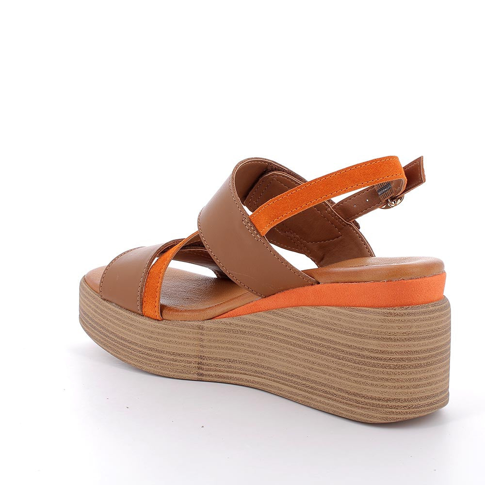 Sandalo Donna Igi&co Platform Doppia Fascia Strappo Cuoio rip. Arancio