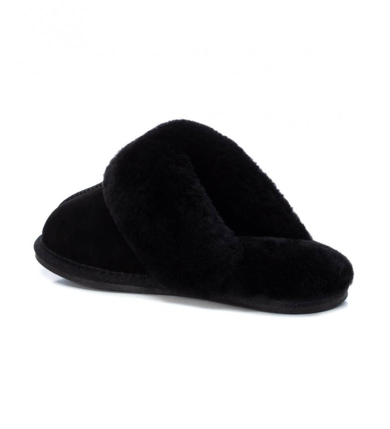 Pantofola Donna Carmela in Pelle Scamosciata Nero