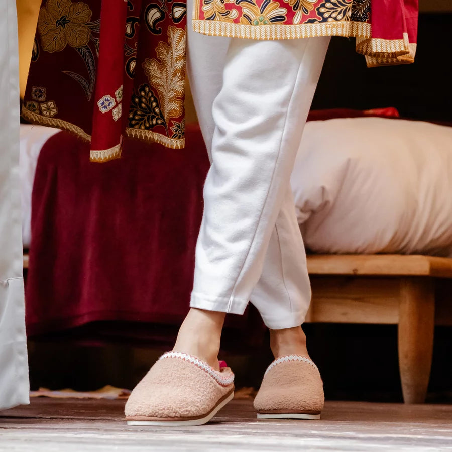 Pantofola Donna Grunland Peluche Cuoio