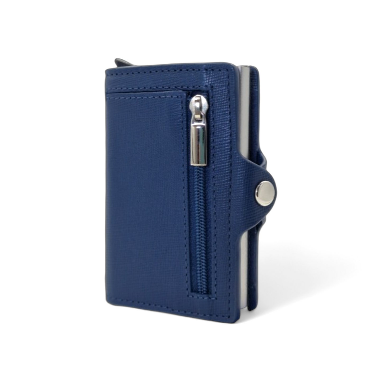 Wallet in Pelle Saffiano Blu zip