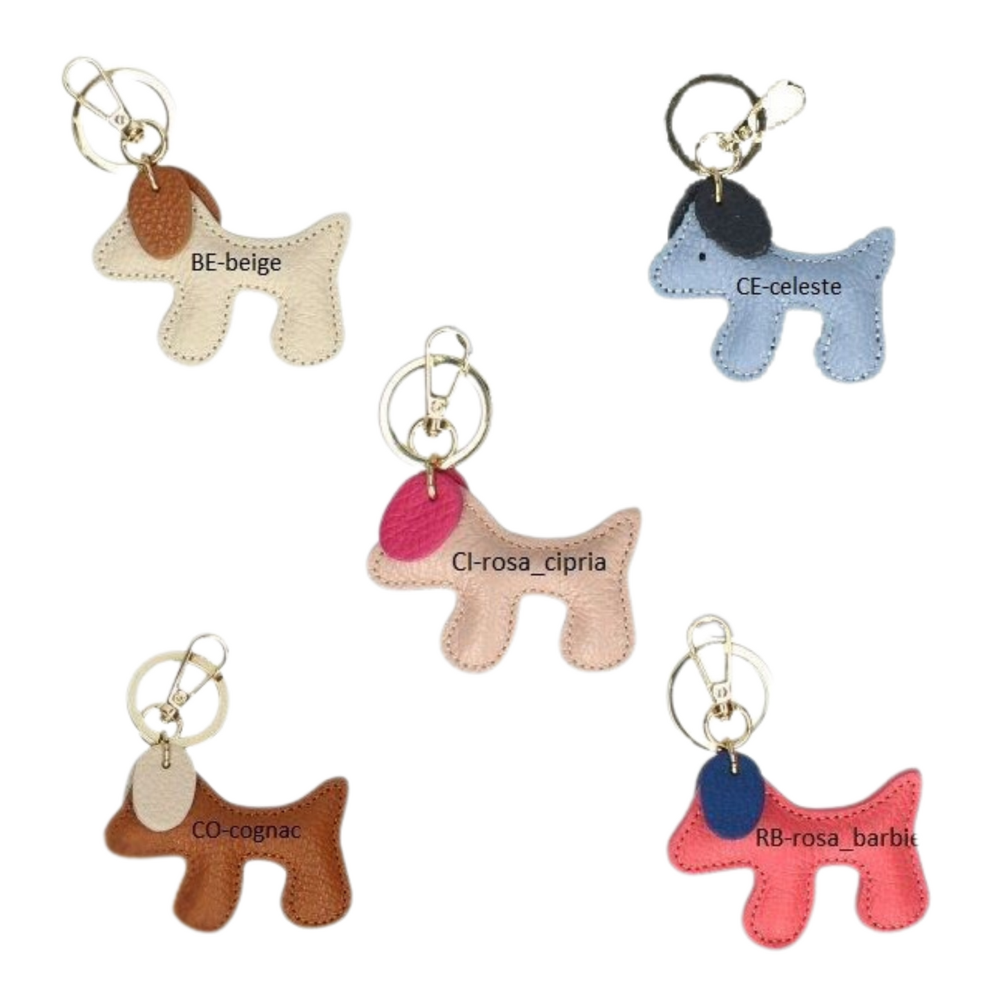 Portachiavi in Pelle Cane Fuffy Multicolor