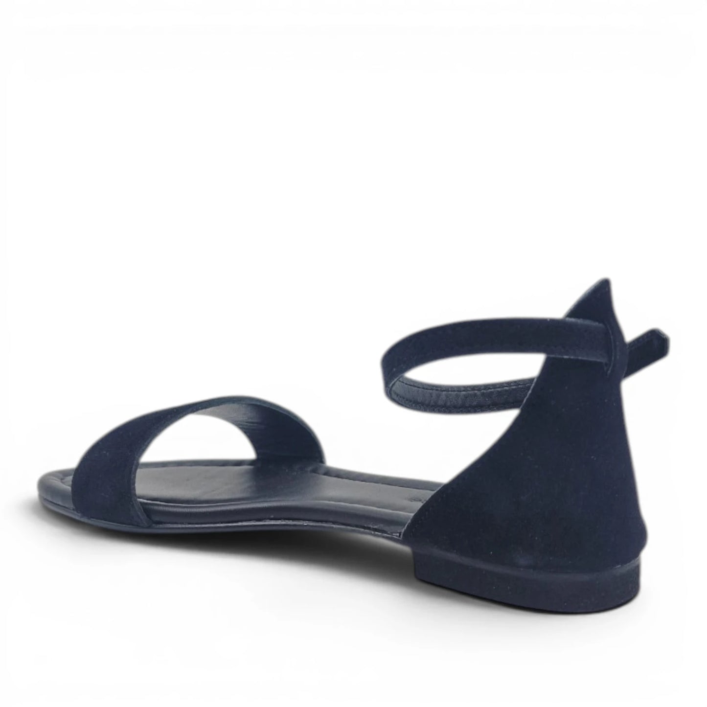 Sandalo Donna Scarpine Italiane Fascia in Pelle Scamosciata Nero con Sottopiede Imbottito